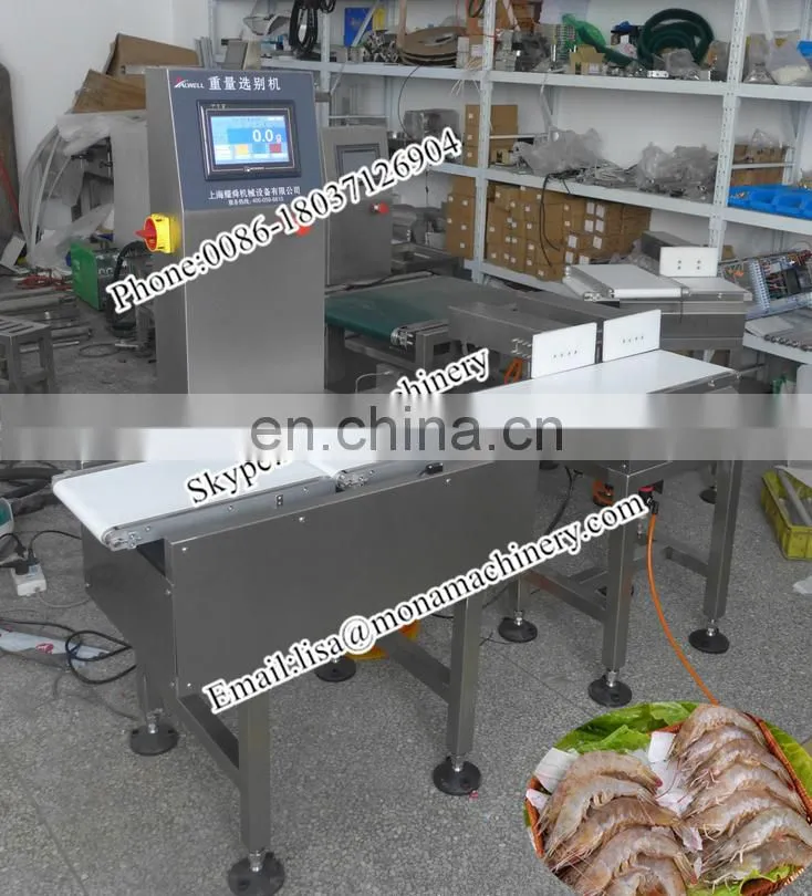 Poultry And Seafood Weight Grading System (10-3000g) 6 Grade Fish Sorting Machine (10g~1200g)