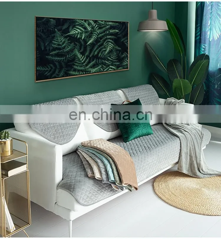100% Polyester Anti-slip Furniture Protector Quilted Bias Stripe Couch Cover Seat Sofa Slipcover Set