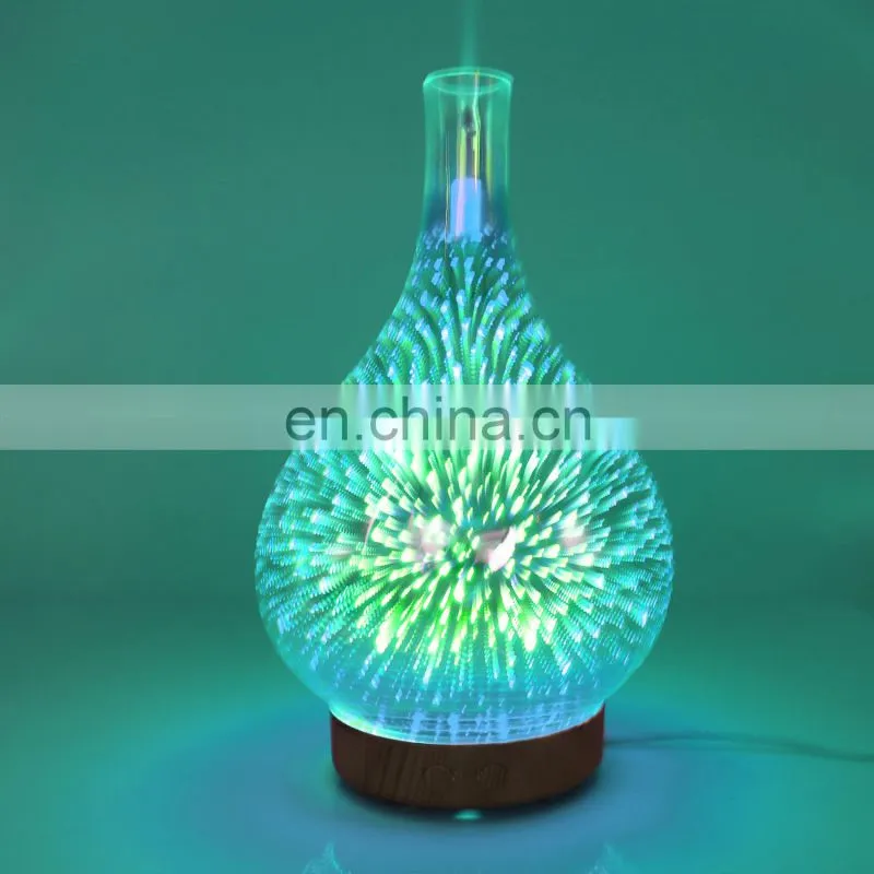 2018 New product oem rechargeable aroma essential oil diffuser 3d glass electric aroma diffuser