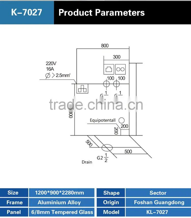 Modern Bedroom Sets Acrylic Shower Bath Steam Shower Room K-7027
