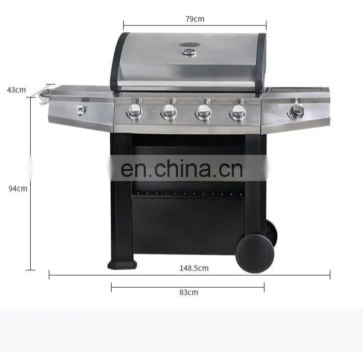 Portable 5 Burners Gas Griller Machine Commercial Smokeless Oven Barbecue Stove Gas Bbq Grill With Side Burner toaster ovensc
