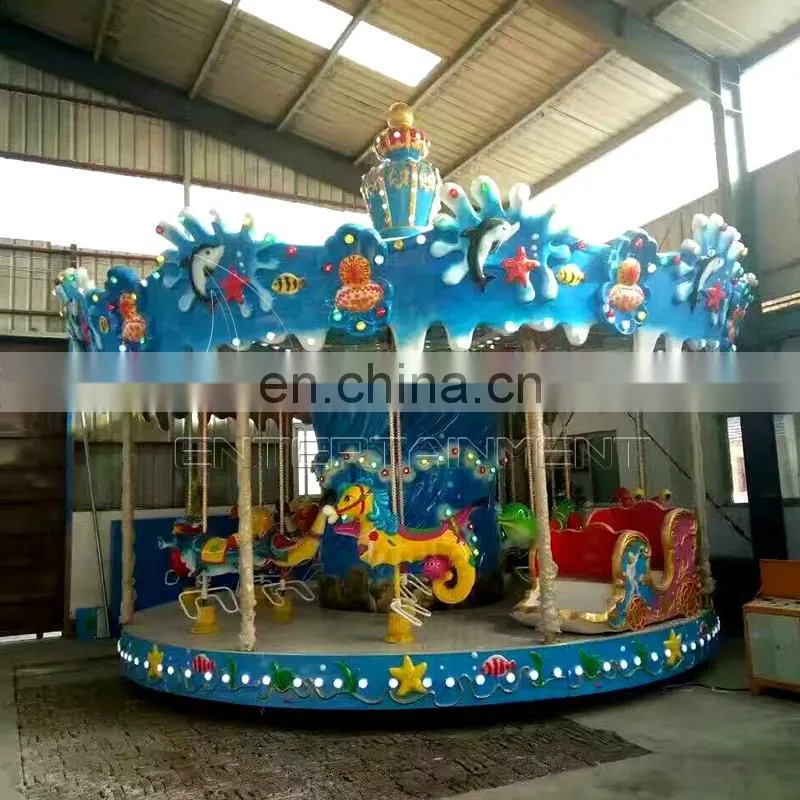 Popular outdoor kiddie ocean themed marry go round amusement carousel rides for sale