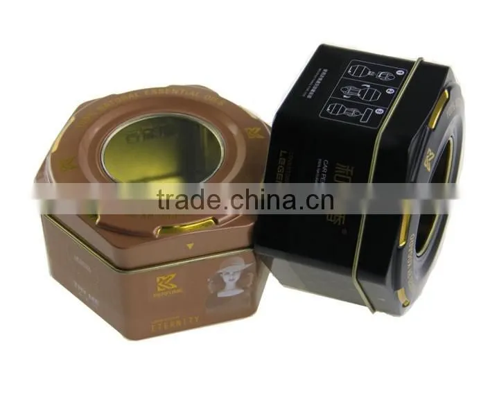perfume custom tin box with clear window