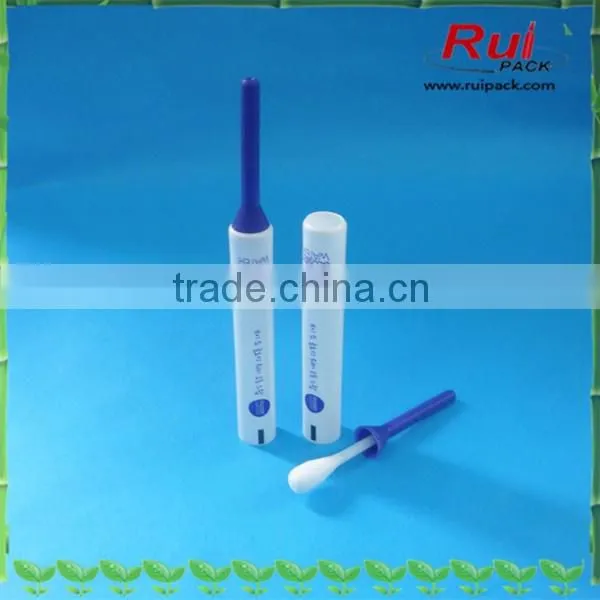 White one time use plastic soft PE tube with cotton swab,personal care cotton swab white plastic tube