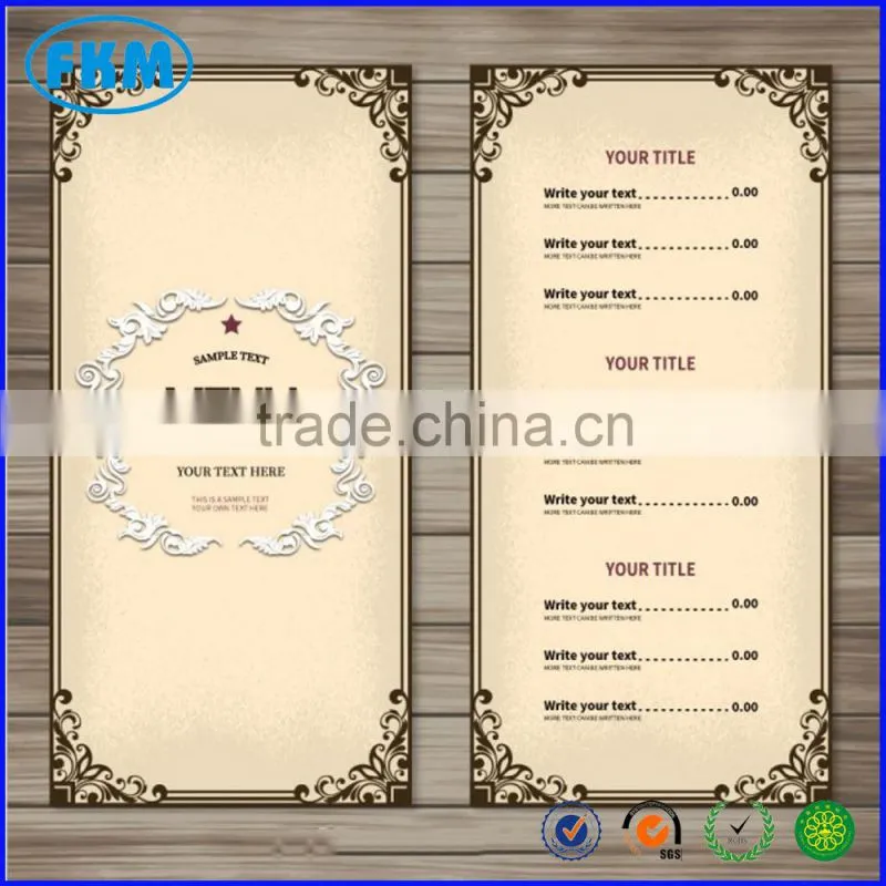 table menu printing