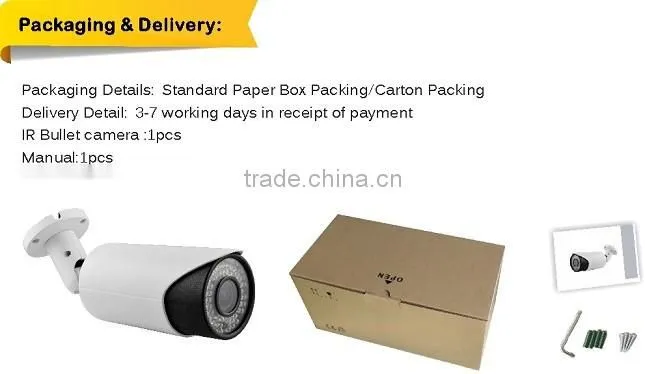 Metal housing OSD Menu 2.0MP Anolog HD TVI Sony 322 COMS Color IR Bullet proof tvi CCTV Camera