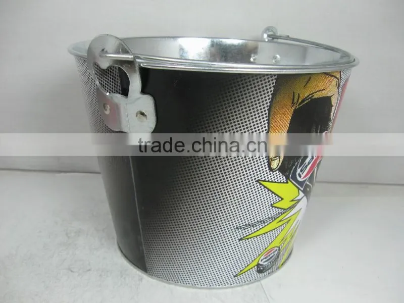 CMYK Logo 5L galvanized iron tin ice bucket, beer bucket, ice pails cooler with openner