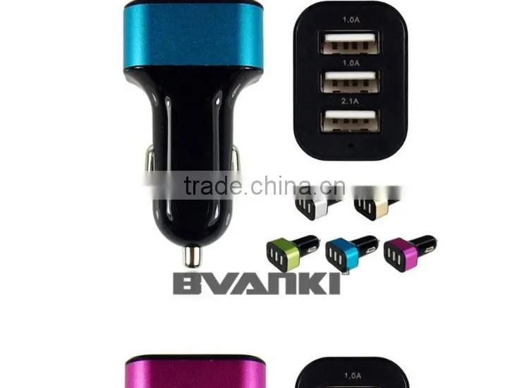 8 years experience 2016 new Premium 5V 2..1A Smart IQ Fast Charge 3 USB Port Car Charger made in china