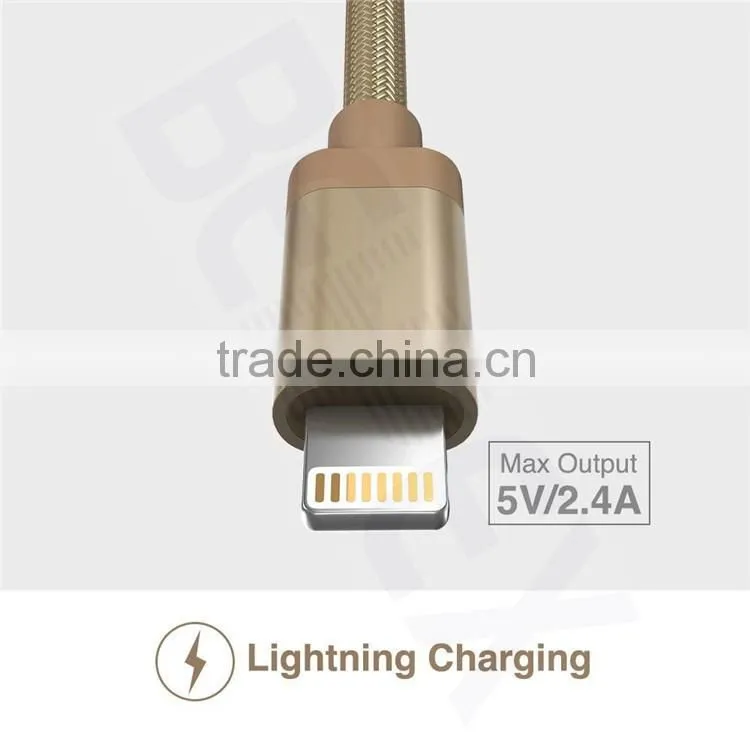 Nylong & TPE Mfi Original 8 Pin Circular Connector Wholesale USB Cable for IOS