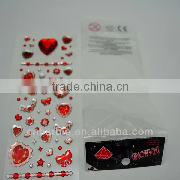 acrylic stone diamond shaped mirror sticker