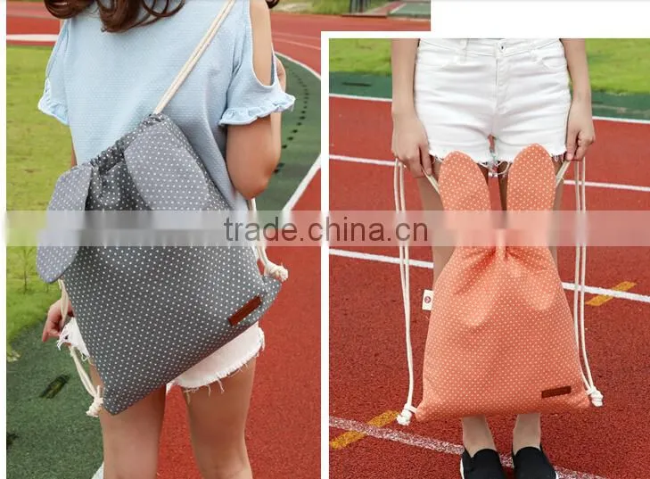 pattern canvas drawstring backpack for girl