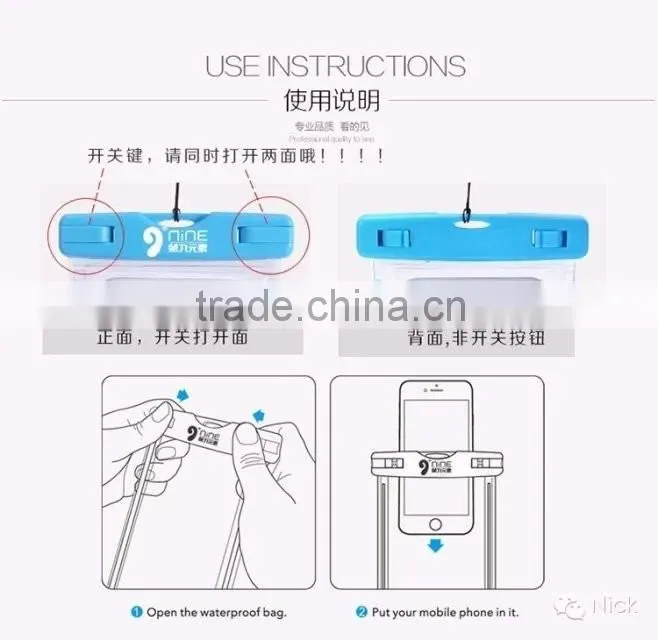 High Quality Fluorescence Waterproof Bag Underwater Pouch Dirt-Proof Durable Case For iPhone SE/6/6S/6 Plus For Samsung TB-0312