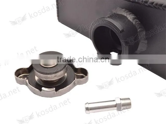 Universal 2JZ Polished Aluminum Black Radiator Coolant Overflow Tank Reservoir Kit