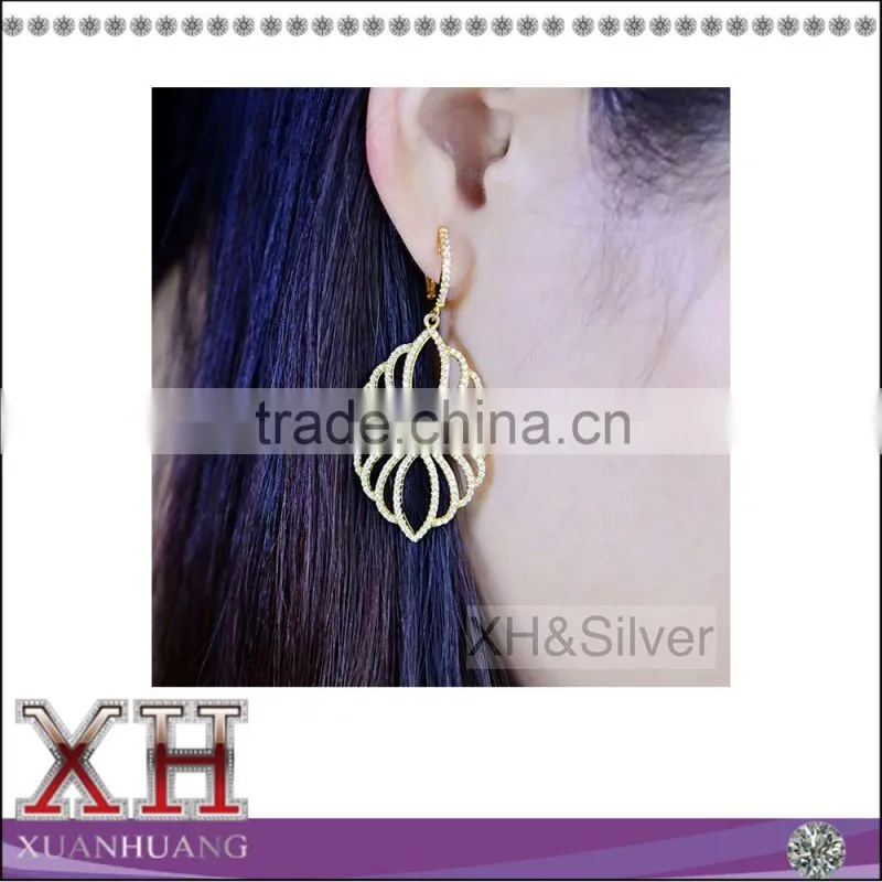 18 K gold plated 925 sterling silver leaf drop earring