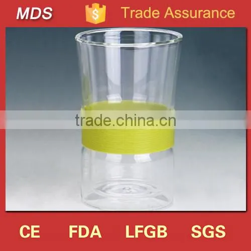 Factory price high borosilicate slanted stemless wine glass