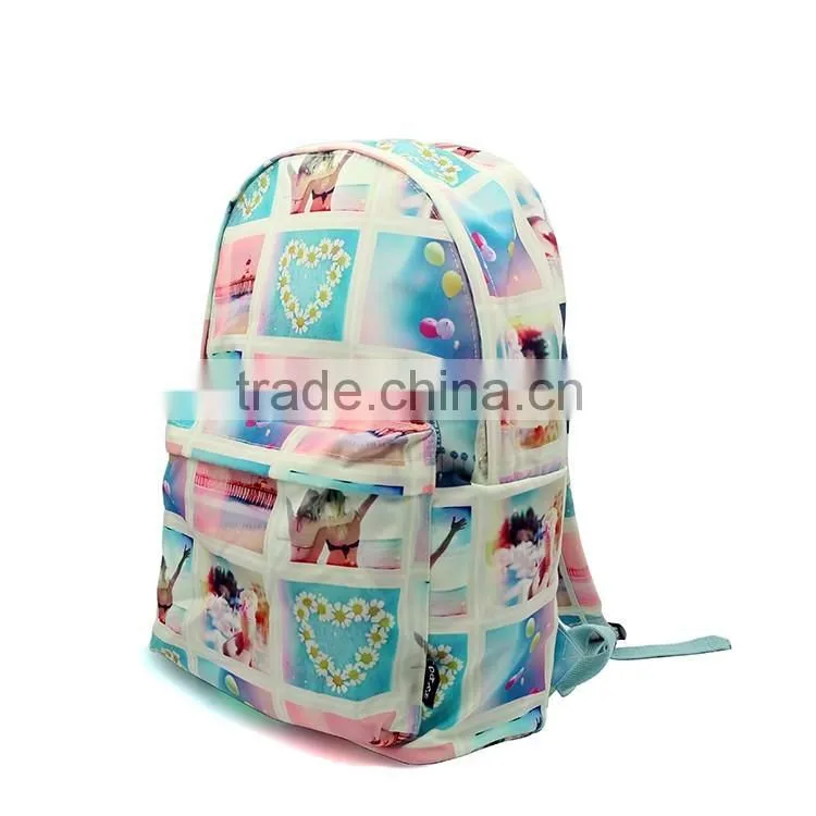Fashion colorful backpack bag canvas polyester backpack for teenage girls