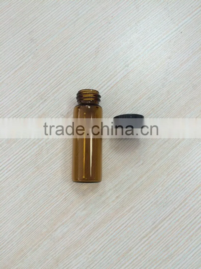4ml amber color tube glass bottle with black cap