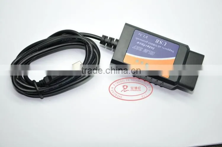 Wholesales OBD/OBDII scanner ELM 327 car diagnostic interface scan tool ELM327 USB supports all OBD-II protocols