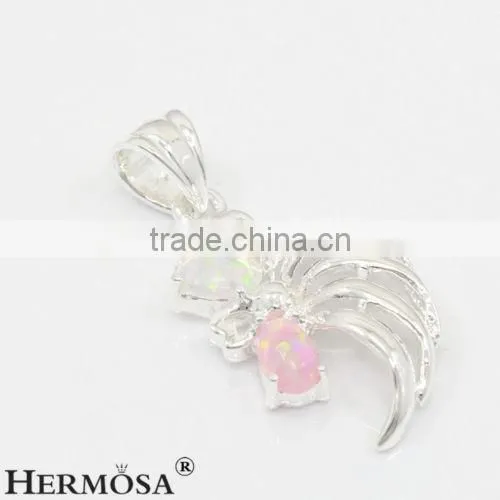 Angle Wing 925 Sterling Silver Pretty Pink Australia Opal Necklace Pendant