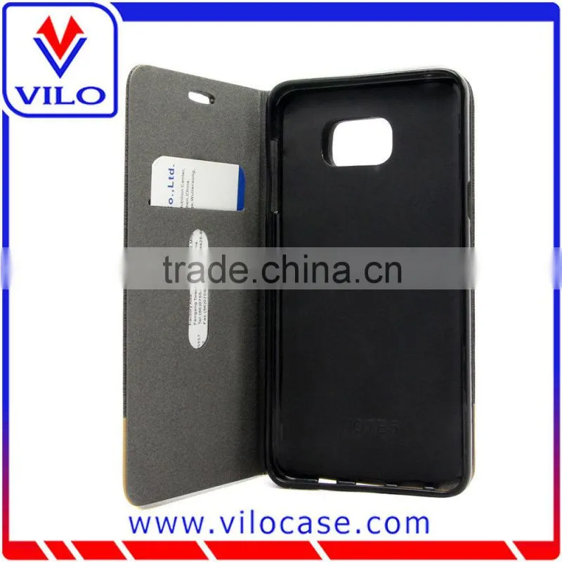 Fabric-covered case with card holder for samsung note 5