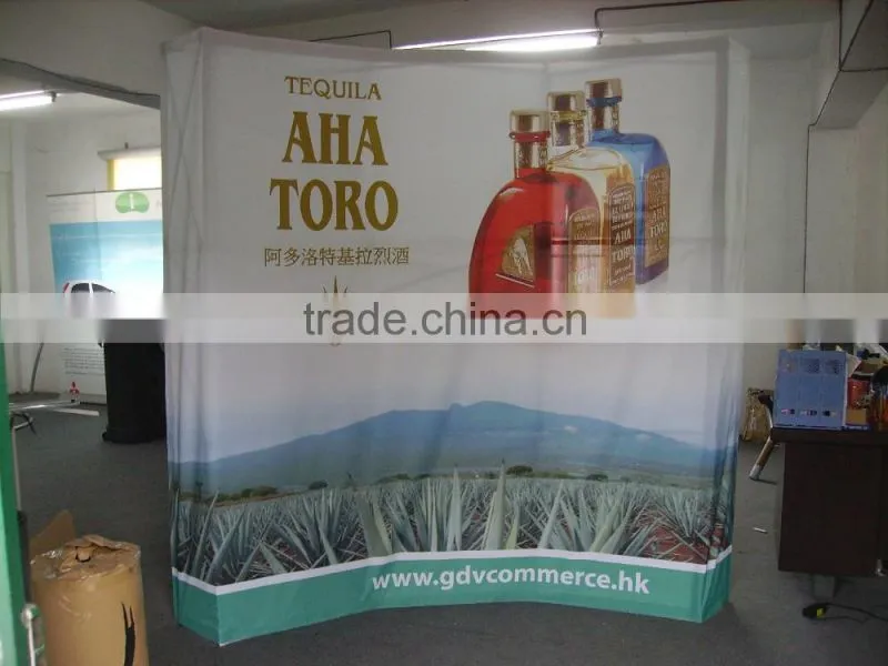 trade show curved fabric pop up display