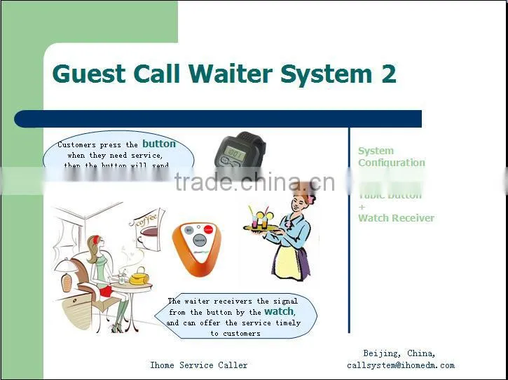 Hot wireless calling system for hotel with CE ROHS