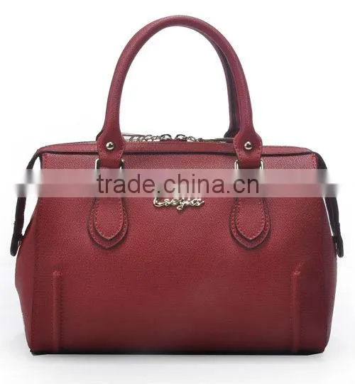 Texture leather in hot red color for SS15 ladies promotion handbags