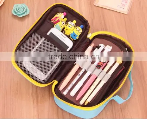 Korea style candy colors large volume pencil case with handle