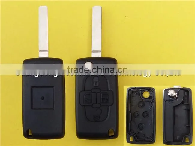 Best sell 4 buttons flip key shell for Peugeot 307 without battery place