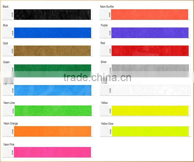 2015 Customized barcode printing tyvek paper wristbands