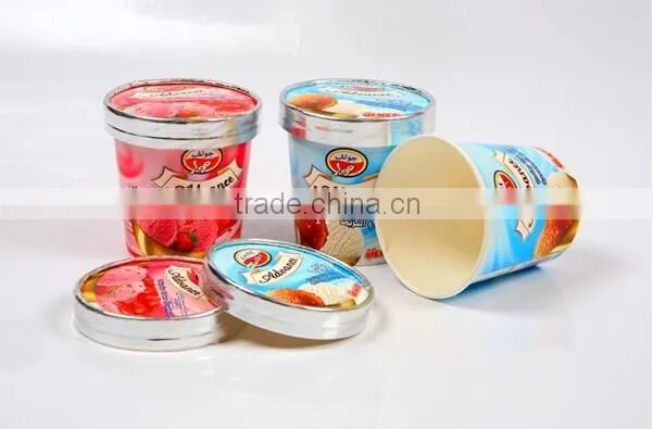 Cheap Ice Cream Paper Cup with Offset Printing Lid and Spoon