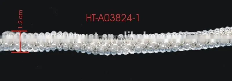 Transparent Bead White Pearl White Polyester Thread Trimming
