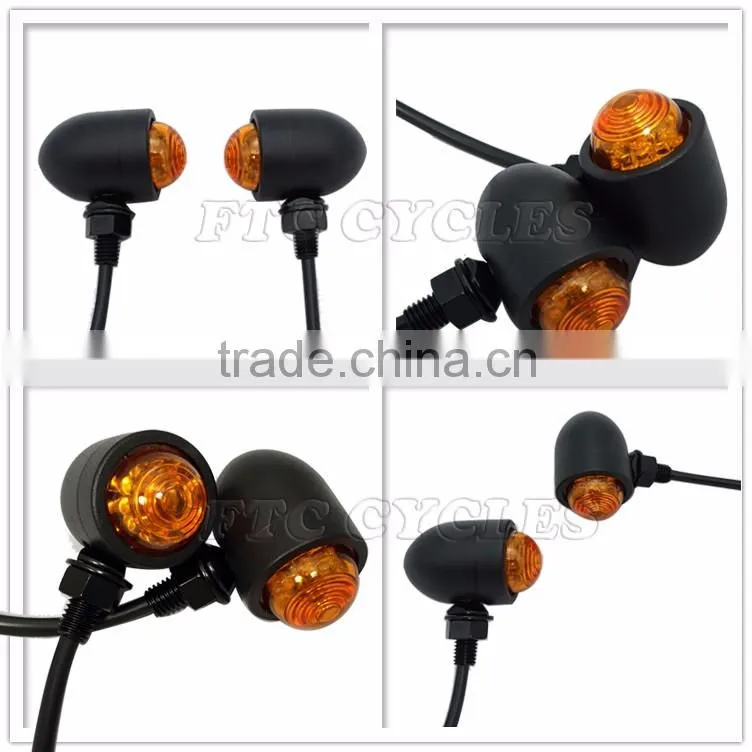 Amber Lens Aluminum Harley Custom Bike LED Indicator Turn Signals