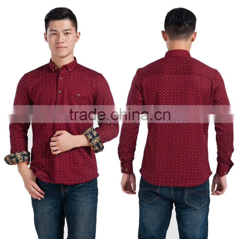 2015 man winter warm flannel imprint long sleeve shirt