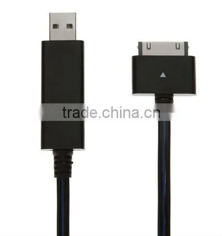 flowing light visible usb charger cable for mobile phone