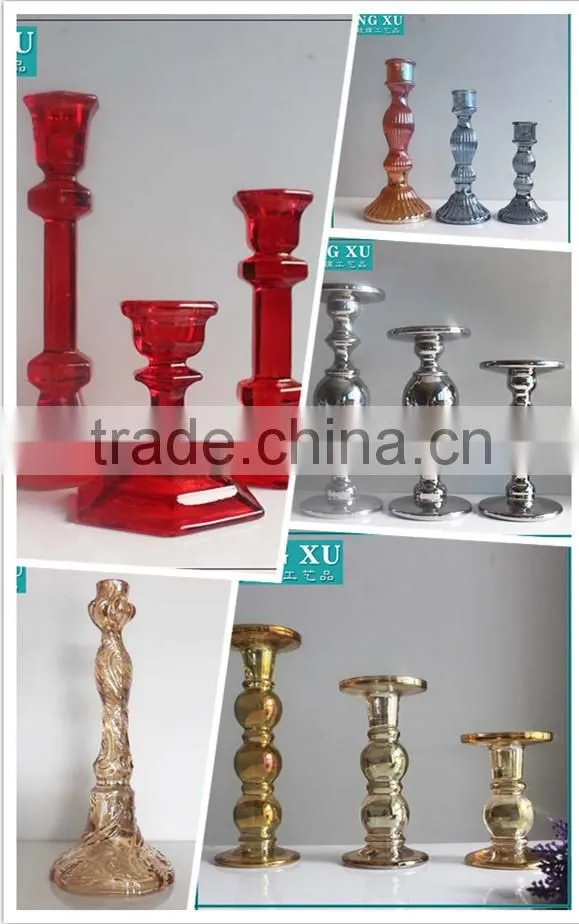 LX-A008 pressed wedding glass crystal colored candlesticks
