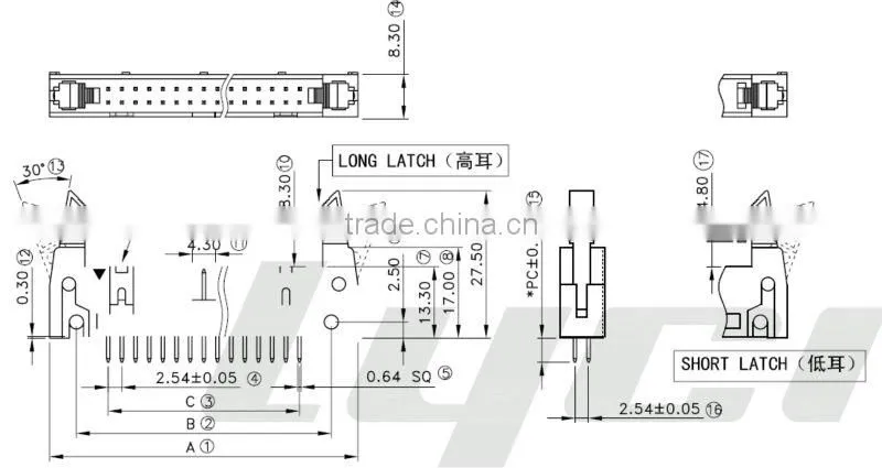 Ejector Header Pitch 2.54mm Straight Dip Type