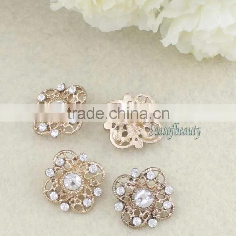 Wholesale Gold Shank 20mm Crystal Rhihnestone Button RNK110J