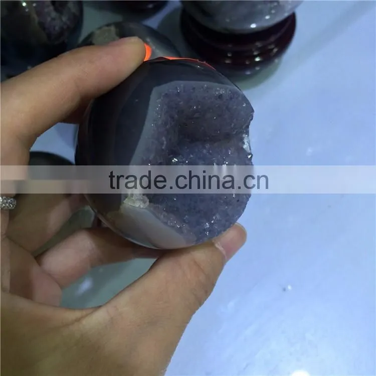 Natural Agate Geode Amethyst Geode Sphere Smile Crystal Ball