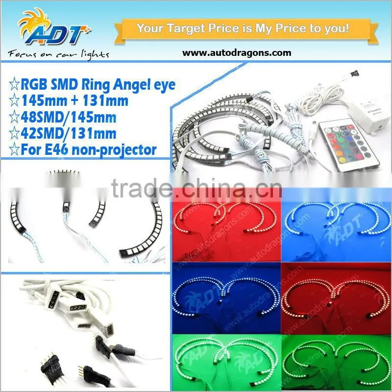 LED Multi-Color Remote SMD RGB Angel Eye Halo Ring Lamps for BMW E36 E38 E39 E46 3 5 7 Serise Xenon Lamps without projector