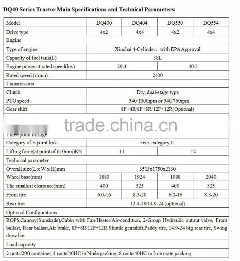 2016 best selling High quality 40HP Farm Tractor with ISO,CE,PVOC,COC,OECD certificates