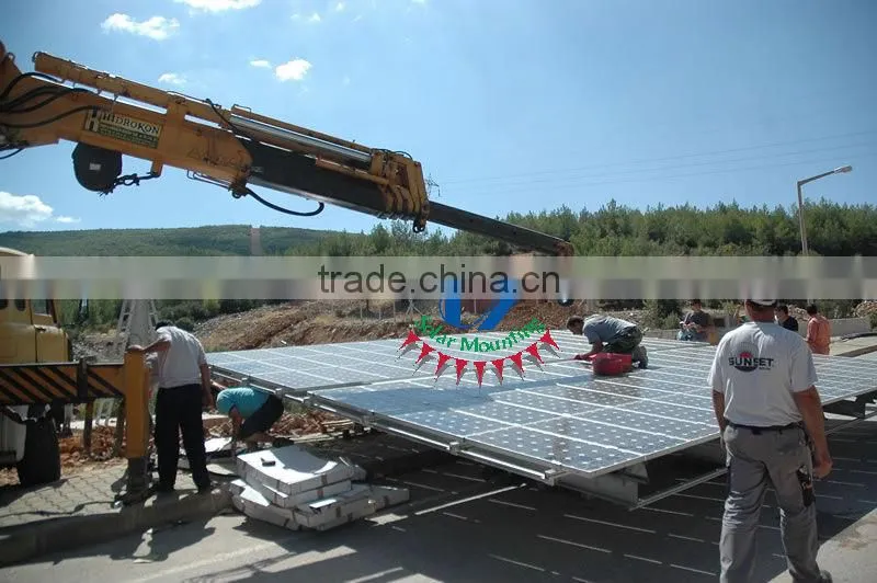 Solar 2 axis tracker with concrete foundation