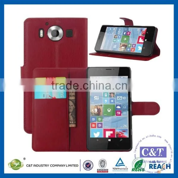 C&T High quality leather flip cover for microsoft lumia 950