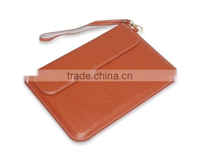 PU Leather Envelope Pouch for Tablet with Stand and Strap Universal Design
