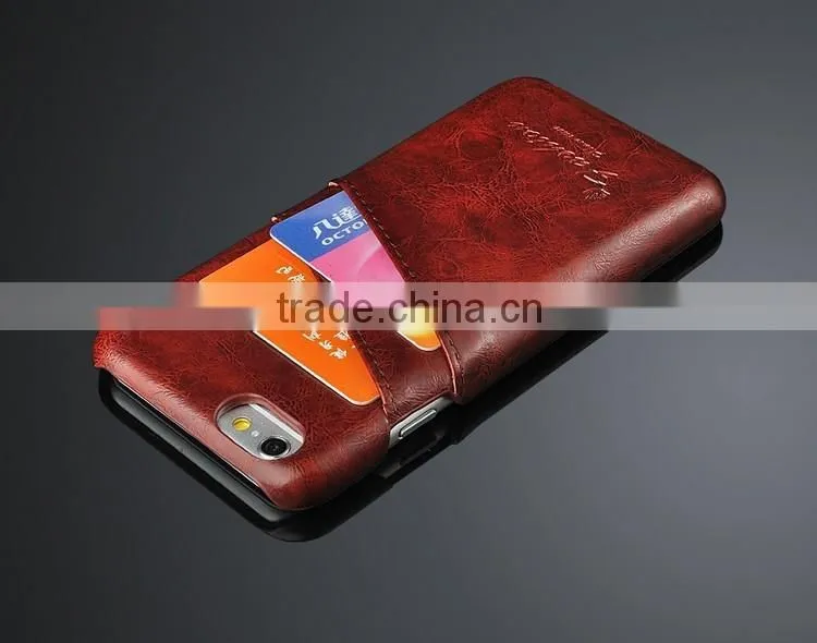 High Quality Oil-wax Leather with Card Slot Leather Back Cover Cases For iPhone 6 / 6s 4.7'' For iPhone 6 6s / Plus 5.5