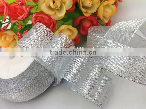 Manufacturer wholesale different size packing decoration Gold and Silver Colored Metallic Ribbon
