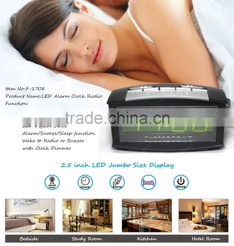 LED digital FM AM radio alarm clock , hotel table radio digital alarm clock