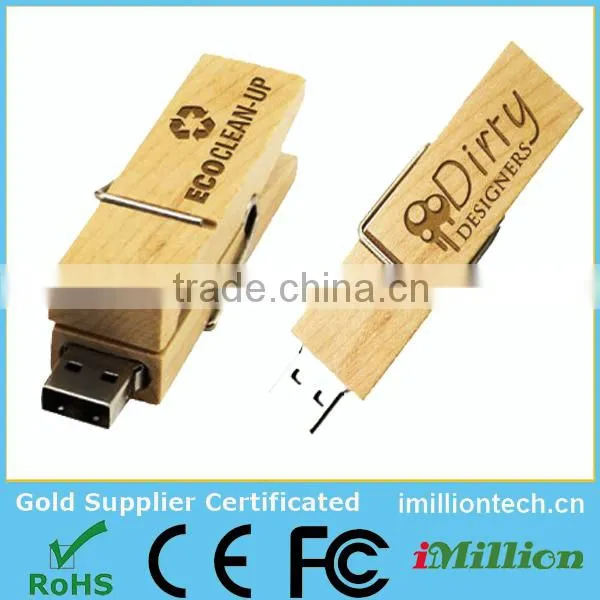 china novelty wooden paper clip usb stick with free logo