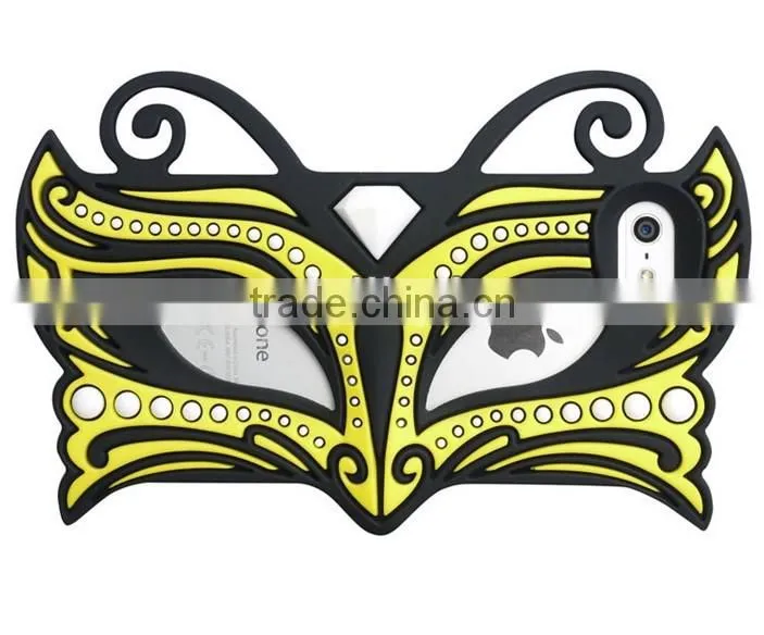 Light Blue Butterfly Mask Silicone Case Skin Cover for iPhone 5S