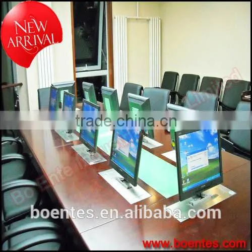 Desktop Vertical LCD monitor lift/ aluminum LCD Motorized Lifter for conference table